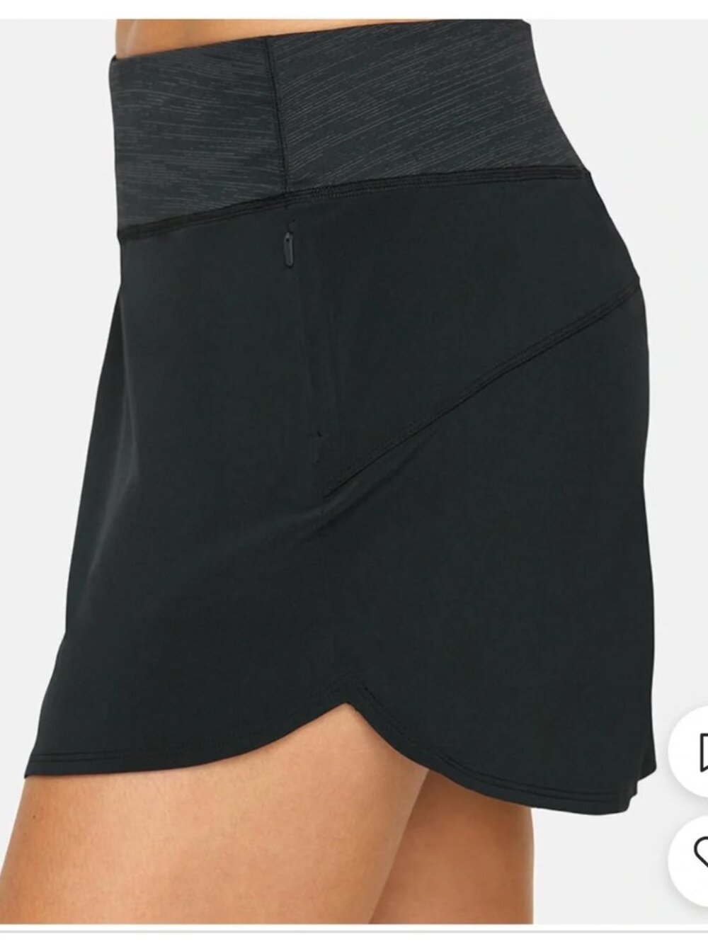 Outdoor Voices 4 inch Inseam Black Mini Skort Heather Gray Waistband L Black